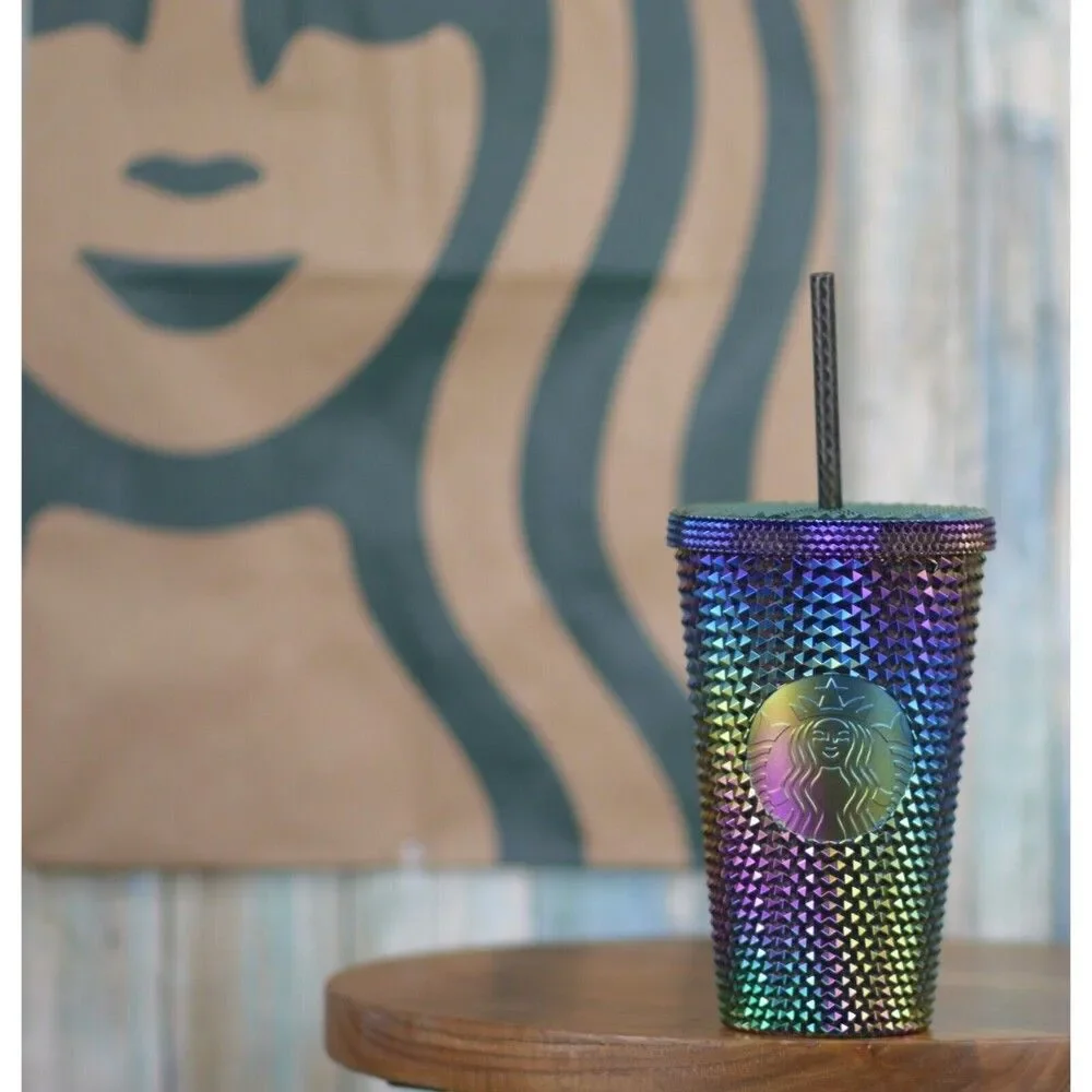 Starbucks Oil Slick Rainbow Studded Grande 16oz Cold Cup